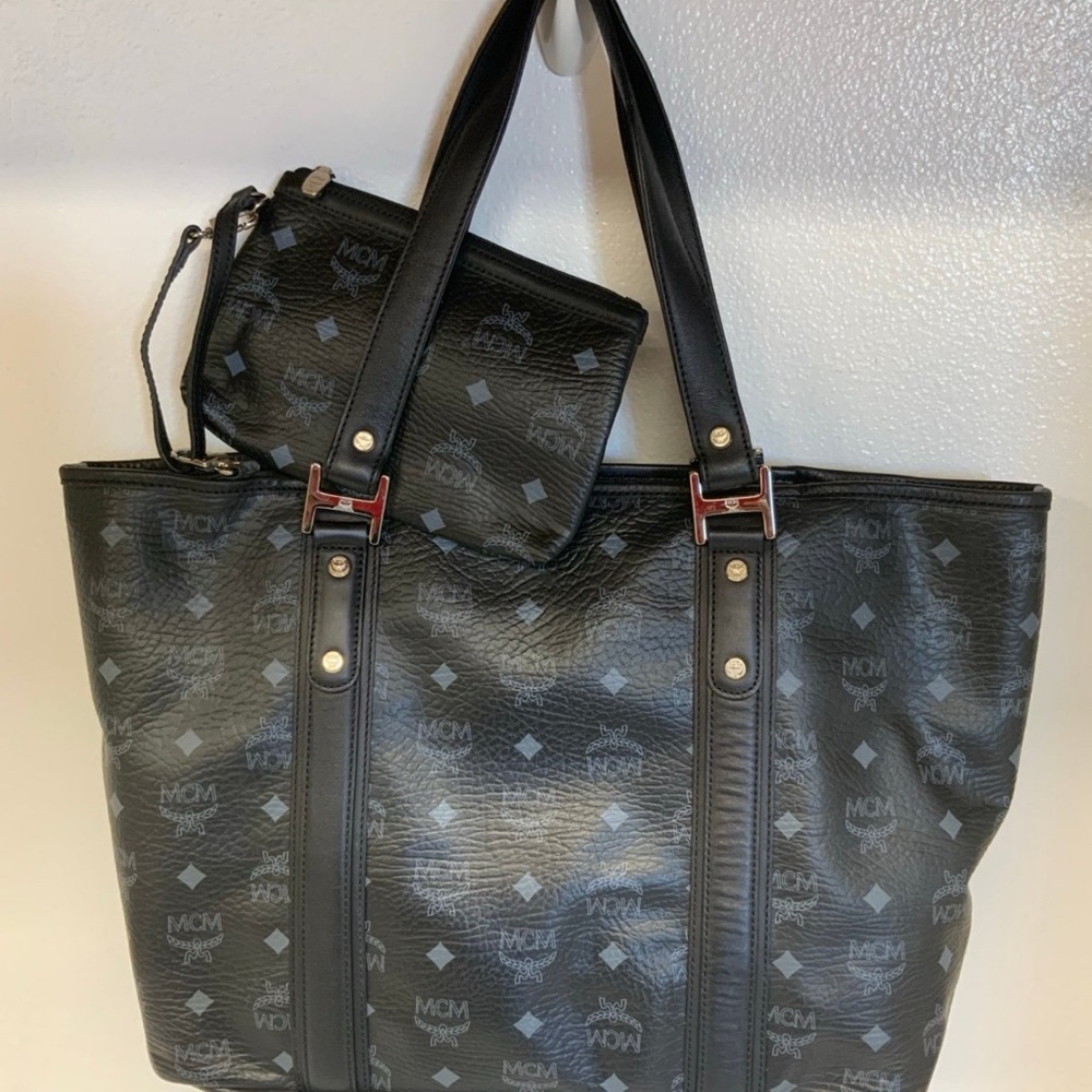 MCM Black and Gray Tote with Pouch - Picture 2 of 12